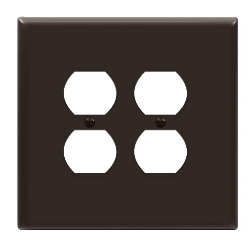 Image of ENERLITES Double Duplex Receptacle Cover, Two Gang Outlet Wall Plate, Oversized 2-Gang 5.5 inch x 5.5 inch, Unbreakable Polycarbonate Thermoplastic, UL Listed, 8822O-BR, Brown
