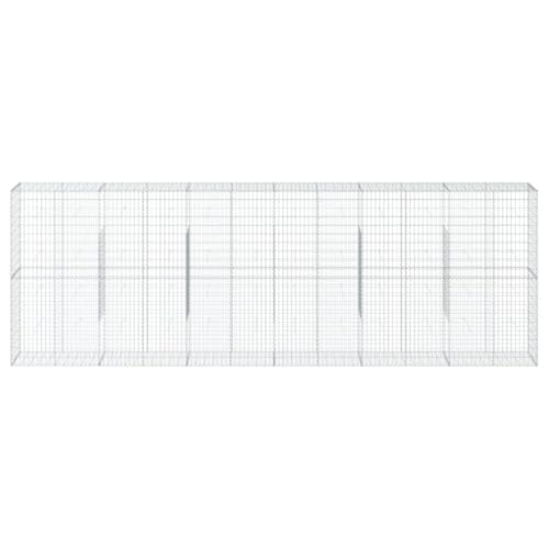 Festnight Cesto Gabbione con Copertura, Gabbioni Metallici, Gabbione in Rete Metallica, Gabbione per Sassi, Gabbioni Metallici per Pietre, 600x50x200 cm in Ferro Zincato