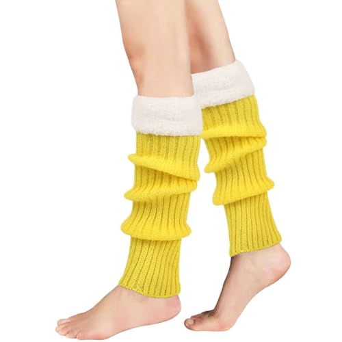 Image of Winter Leg Warmers for Women and Girls Warm Knitted Socks Knitted Wool Crochet Long Boot Socks New Year's Day Socks Christmas Socks