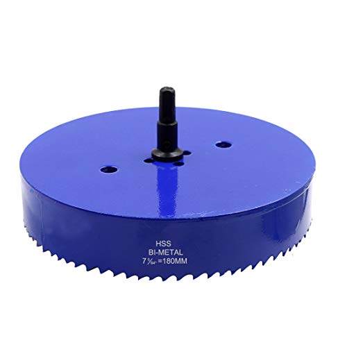 Image of Luomorgo 7.1 inch 180mm Hole Saw, 1 1 /4 inch Cutting Depth | HSS Bi-Metal, Hex Shank Drill Bit Adapter, For Wood Cornhole Boards Plastic Drywall Fiberboard