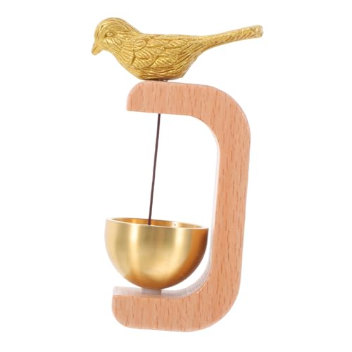 Mobestech 磁気付き真鍮製店主ベル 多機能ドアチャイム 木製装飾付き ドアストッパー兼用 冷蔵庫マグネット 簡単取付け玄関用ベル