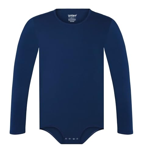 Image of Landofgenie Mens Long Sleeve Bodysuit One Piece Pajamas Cotton Romper Basic Onesie for Men Navy 3XL