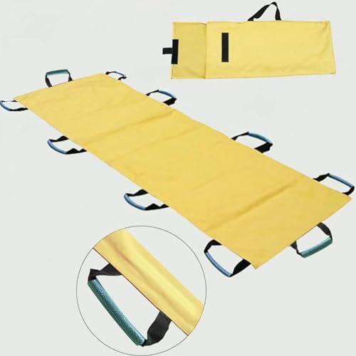 Portable Emergency Medical Stretcher, Lightweight Yellow EMS Patient Mover, Soft Double-Thick Ox Fabric Litter for Quick Response & Transport, First Aid Rescue Equipment