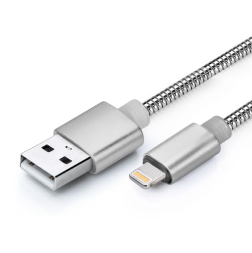 Image of Status USB A to 8-Pin Charge Cable, 1M –High-Speed Data Sync, Silver Metal, Durable Design (Pack of 1) (AT8P1MMSL10)