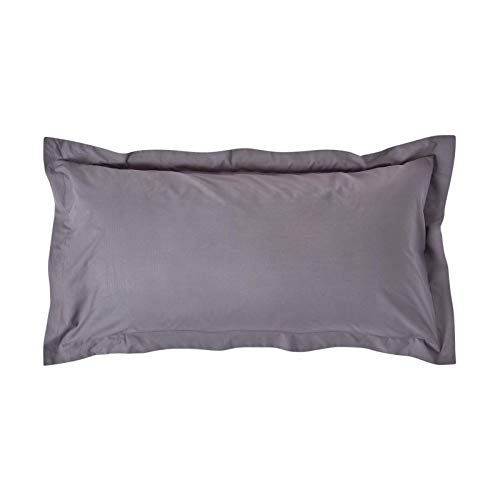 HOMESCAPES Dark Grey Pure Egyptian Cotton King Size Oxford Pillowcase 200 TC 400 Thread Count Percale Equivalent Pillow Case Pack of 2