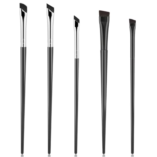 5 Pack Slanted Eyebrow Brush Eyeliner Brushes Angled Makeup Brush Fine Angled Eyebrow Concealer Brushes Ultra Thin Slanted Flat Angle Eye Makeup Brushes for Precision Makeup Application