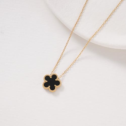 Image of Billet-doux 14k Gold-Plated Clover Necklace for Women, Sparkling Four-Leaf Shiny Clover Pendant with Dazzling Pave CZ Halo, Adjustable Size, Trendy Jewelry Gifts Perfect for Her