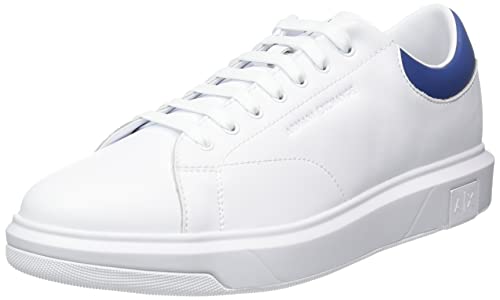 Materiale interno: sintetico ARMANI EXCHANGE Basic, Back Extended Logo, Sneaker, Scarpe da Ginnastica Uomo, Bianco/Blu (Optic White/Blue), 45.5 EU