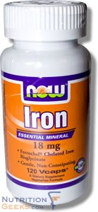 NOW Foods, 鉄分, 18 mg, 120 ベジキャップ