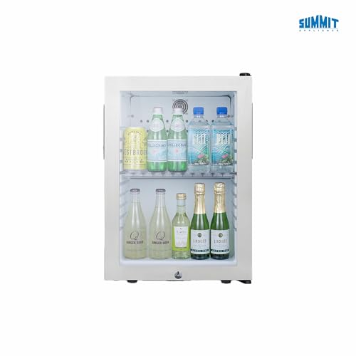 Image of Summit Appliance MB27GST Compact Minibar with a Glass Door, Seamless Stainless Steel Trim, Automatic Defrost, Interior LED Light, Digital Controls, Front Lock and Black Cabinet