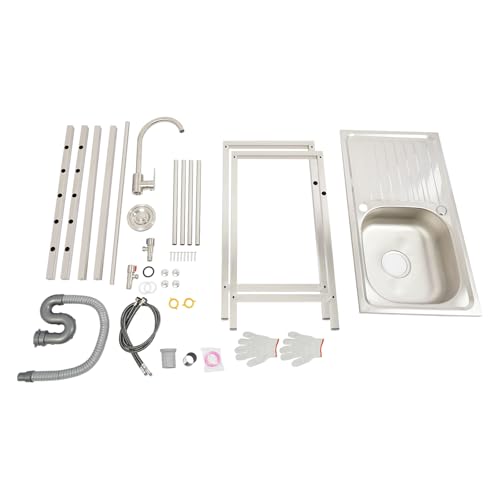Fregadero de cocina con armario de acero inoxidable para exterior 75x40x75 cm 4