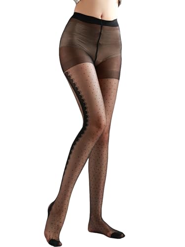 Image of Sahabowi Women Tights, Sheer High Waist Pantyhose, Vintage Control Top Stockings, Siwa7