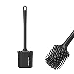 Ibergrif M34156B Black Silicone Toilet Brushes & Holders, Toilet Cleaner Brush with Quick Drying Holder Set for Bathroom