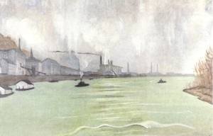 Peinture à l'huile grand format style 1913 Jeno Remsey pour décoration murale salon et bureau