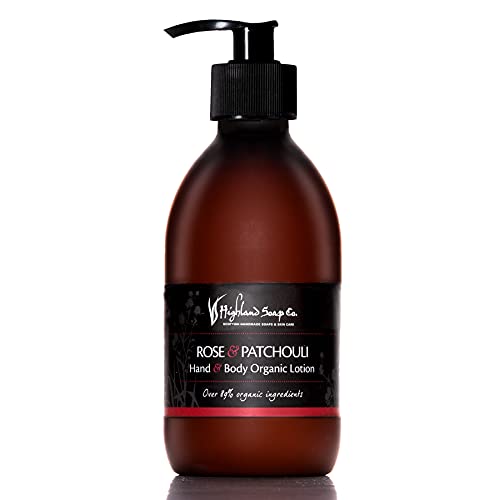 The Highland Soap Company Rose & Patchouli Hand- und Körperlotion, 300 ml, luxuriöse Feuchtigkeitslotion mit Sheabutter und Aloe Vera
