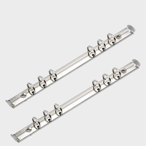Image of Metal A6 Notebook 6-Ring Binder Mechanism Replacement Kit Loose Leaf Binding Spines, Pack of 2, Metal Rivets (Nickel)