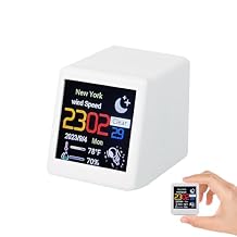 Weather Station, Thermometers & Weather Instruments, WiFi Smart Weather Station with City, Wind Speed, Thermometer and Humidity, Adjustable Backlight, 1.37 * 1.89in, White
