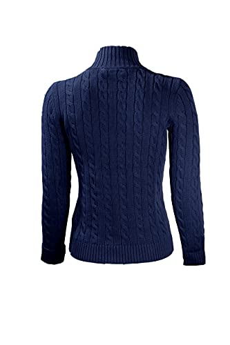 POLO RALPH LAUREN Women's Full Zip Cable Knit Crest Sweater Summer 2021 (X-Large, Navy)2