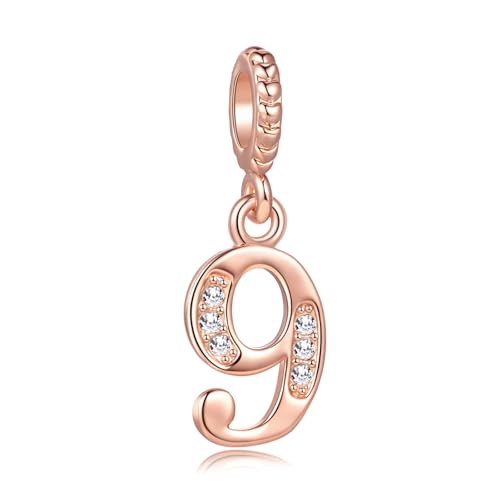 Abalorio de oro rosa con números del 1 al 9 para pulseras