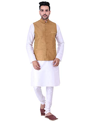 Image of Sadree Silk Men's Kurta Pajama Waistcoat or Nehru Jacket Set