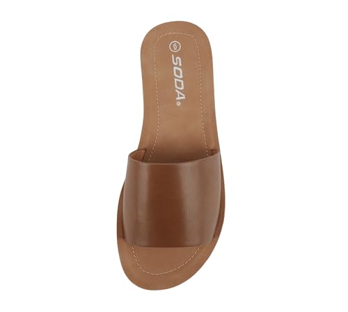 Image of Soda Shoes Efron-S Women Flip Flops Basic Plain Slippers Slip On Sandals Slides Casual Peep Toe Beach