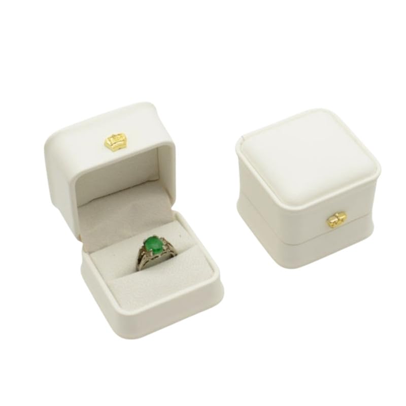 PU Leather Jewelry Ring Box Gift Box Storage Case for Rings | White | Pack of 1