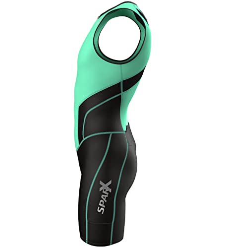 Sparx X Triathlon Suit Men Racing Tri Cycling Skin Suit Bike Swim Run (Mint Green, XL) - Thumbnail 3