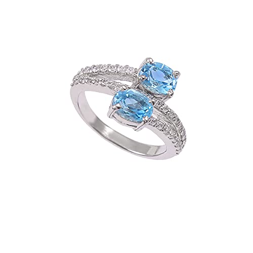 Bague topaze bleue suisse naturelle AAA en argent 925 : un bijou durable qui ne ternit pas