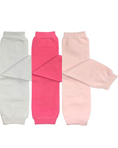 allydrew 3 Pack Solid Color Baby Leg Warmers & Toddler Leg Warmers, Light Pink, White, Hot Pink