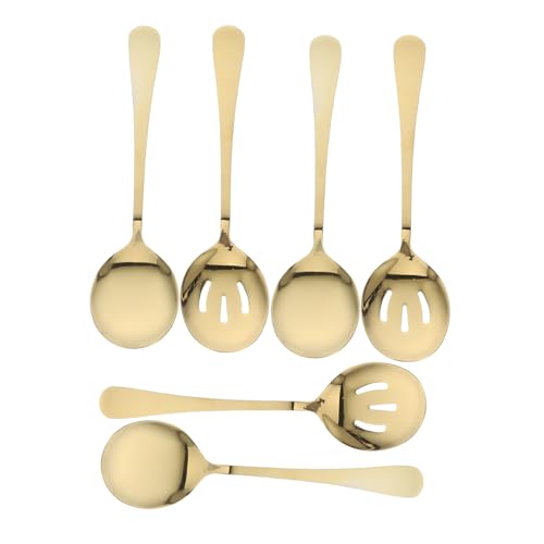 Cabilock 6 pièces Cuillères Service Inoxydable Set avec Cuillères Fentes et Compatibles Lave pour Buffet et Fête