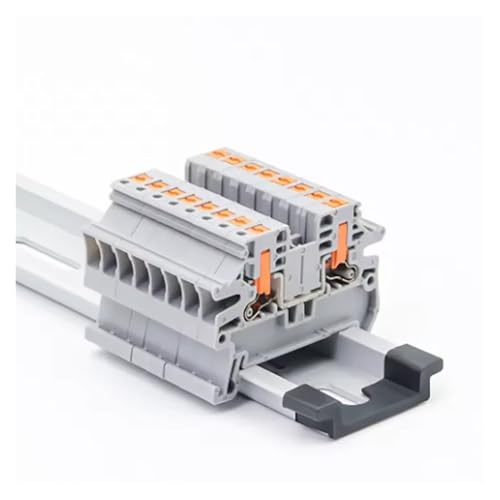 10Pcs DIN Rail Terminal Block PTV-2.5 Push-In Terminal Connector Spring Side-Entry 2.5mm² Cable Wiring Conductor PTV2.5(10pcs grey)