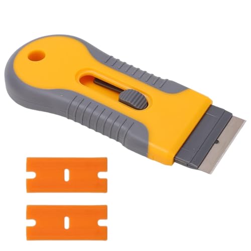 Multi-surface scratch-free cleaning tool with 2 refills for glass, ceramic, glass stovetops and cars - Effectively removes burnt-on food, labels, stubborn stains, dirt, stickers and paint