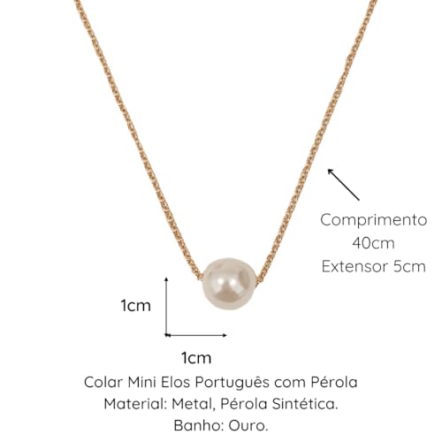 Colar Feminino Pérola Flutuante Banho Ouro 18K Antialérgico 45cm