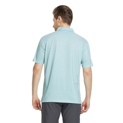 Image of M MAELREG Mens Golf Shirt Short Sleeve Dry Fit Print Moisture Wicking Performance Patterns Collared Polo Shirt