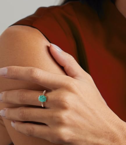 Genuine Turquoise Rings for Women 925 Sterling Silver Dainty Simple Engagement Oval Blue Green Gemstone Jewelry Size 4 to 132