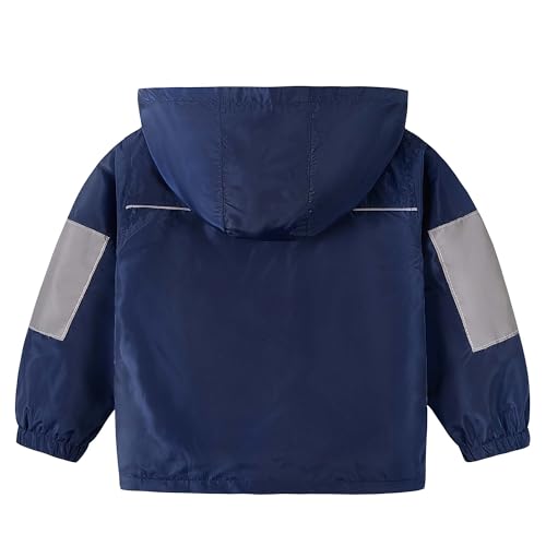 Image of Volunboy Toddler Boys Windbreaker Casual Outerwear Kids Lightweight Zip Hooded Jacket Baby Cute Dust Coat