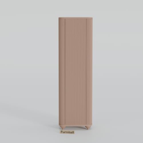Image of HDHMR Wooden Wardrobe Almirah for Bedroom, 72 Inch | 1 Door Tall Storage Cabinet with 6 Shelves | Fluted Push-to-Open Cupboard | Closet Organizer for Clothes, Books & Home Essentials | Taupe Finish