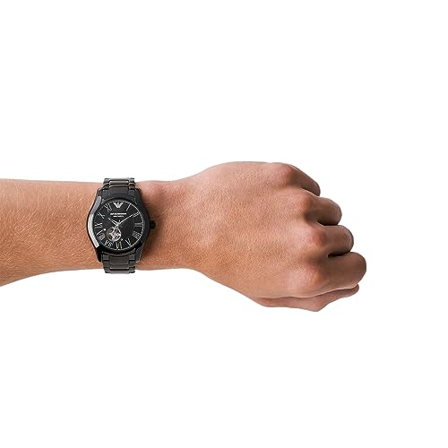 Emporio Armani Stainless Steel Valente Analog Black Dial Men Watch-Ar60014, Black Band - Image 2