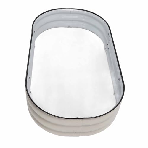 Lit de jardin surélevé en acier inoxydable design ovale blanc