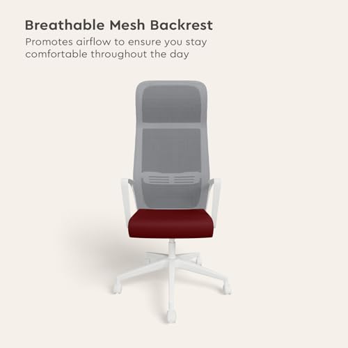 Image of Interio by Godrej Vurv Chair Mesh High Back Ergonomic Work from Home /Revolving Study Chair, 1 Year Warranty, Height Adjustable | Heavy Duty Polypropylene Base | DIY Installation (Red)