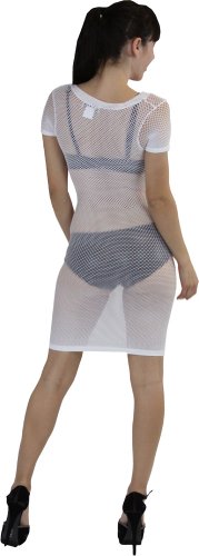 Image of ToBeInStyle Women's Stretch See Through Fishnet Novelty Mini Rave Party Dress