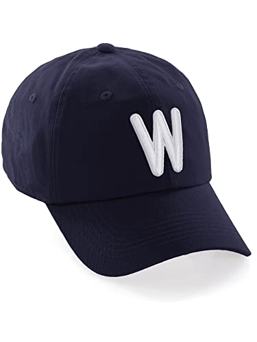 Daxton Classic Baseball Dad Hat Embroidered Initial Letters Cap - Navy, Letter W