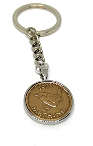 Porte-clés Farthing 1937 pour célébrer un anniversaire de mariage en famille