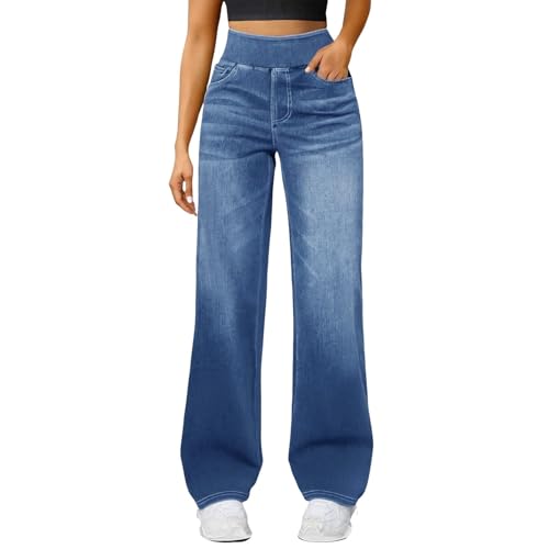 Jean Large Femme Taille Haute Elastique Pull on Pantalon en