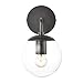 Light Society LS-W264-BK-CL Zeno Black and Clear Glass Globe Wall Sconce, Mid Century Modern Retro Vintage Style