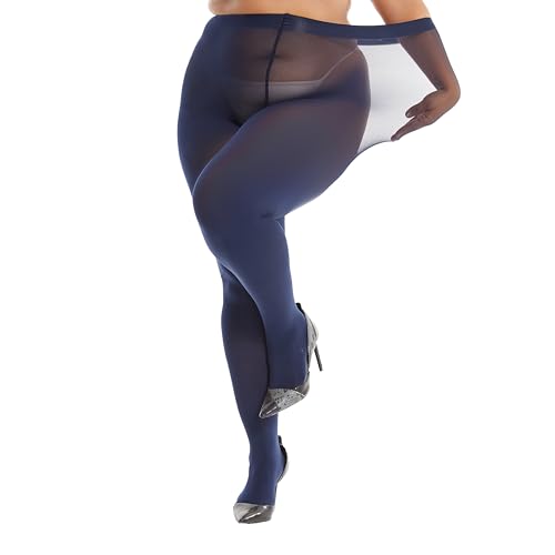Image of Frola Plus Size Tights for Women Semi Opaque Control Top High Waist Stockings 60 Denier Women's Pantyhose 2X 3X 4X 5X