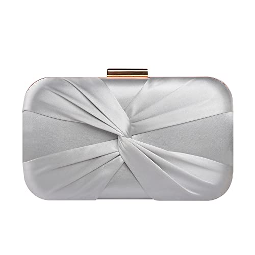 Image of Pleated Satin Clutch Purse For Women Wedding Bridal Clutch Bag Prom Party Clutch