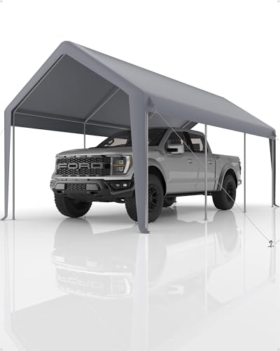 Image of Aptliton 13x20 ft Heavy Duty Carport, Height Adjustable Portable Garage with 210G Waterproof PE Tarp, All-Weather Car Canopy Shelter for Pickup Truck Boat Party Outdoor Storage
