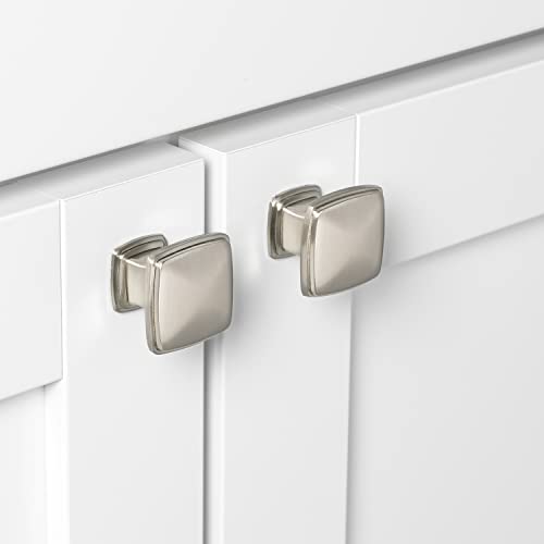 GlideRite Hardware Square Deco Satin Nickel Cabinet Knobs #TOP19