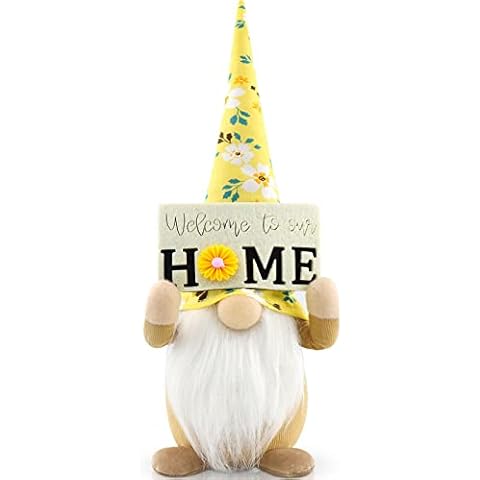 Gehydy Spring Gonk Plush Flower Decoration Gnomes Gift Handmade Scandinavian Tomte Stuffed Farmhouse Decor for Home Kitchen Tiered Tray 15.5 Inches Cover